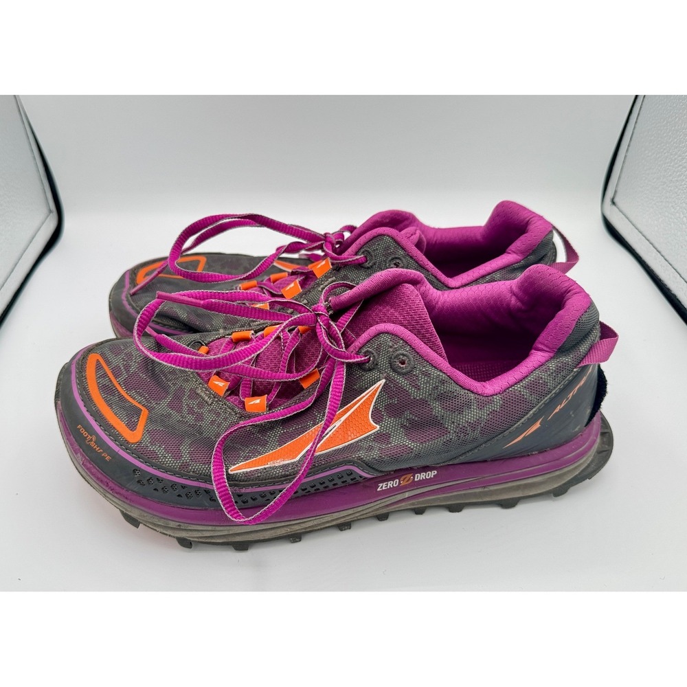 Altra Lone Peak 3.5 Womens 9 Trail Running Shoes Gray Purple Orange AFW1757F-1